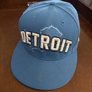 Detroit Lions Hat New Era 59Fifty Fitted Cap Size 7 1/4 NFL Blue NFC New